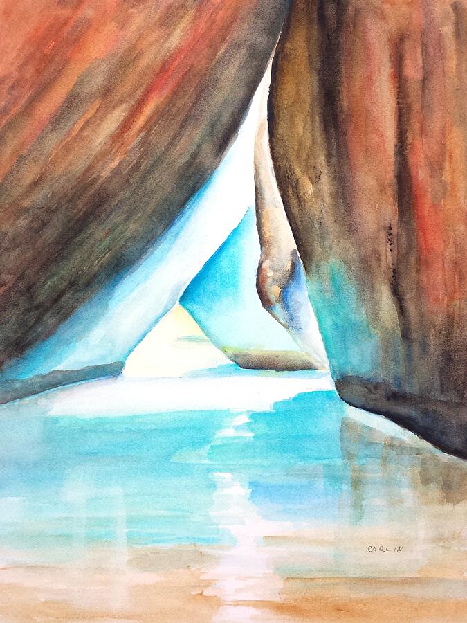 The Baths Calming Reflections Painting by Carlin Blahnik CarlinArtWatercolor