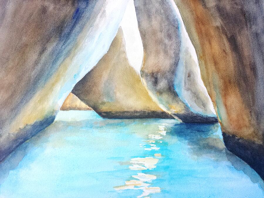 The Baths Water Cave Path Painting by Carlin Blahnik CarlinArtWatercolor