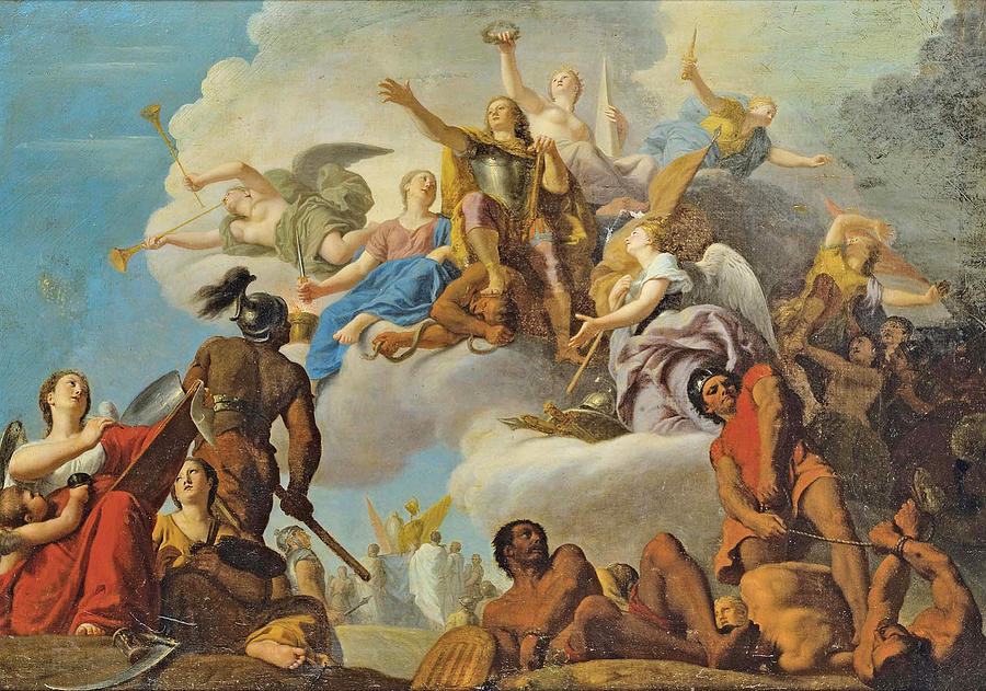 The Battle of Almanca or The Battle of Villaviciosa Painting by Henri de Favanne