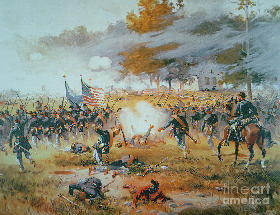 Flag Painting - The Battle of Antietam by Thure de Thulstrup