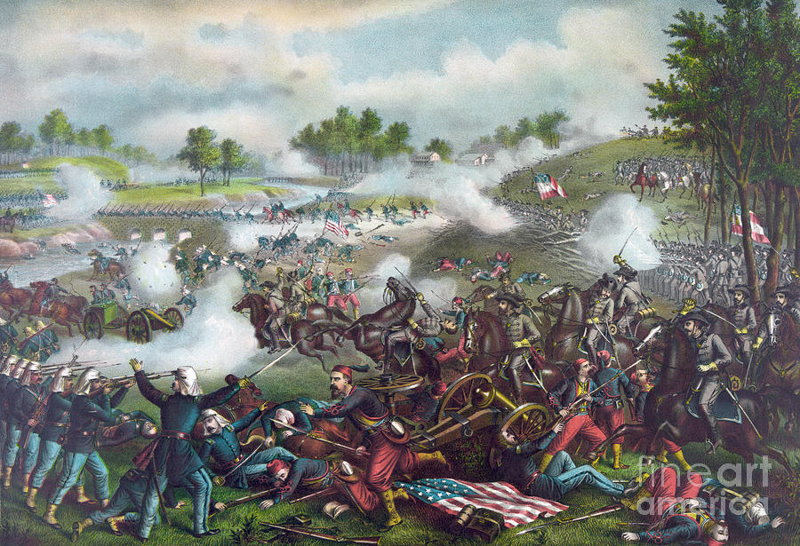 Flag Painting - The Battle of Bull Run by American School