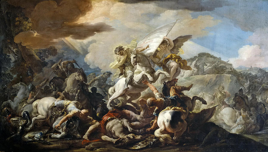 The Battle of Clavijo Painting by Corrado Giaquinto