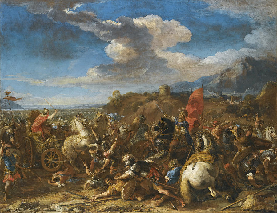 The Battle of Issus. Alexander the Greats Army defeats Darius and the Persians Painting by Jacques Courtois