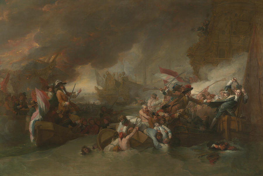 The Battle of La Hogue, from 1778 Painting by Benjamin West