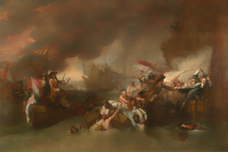 Vintage Painting - The Battle Of La Hougue by Mountain Dreams