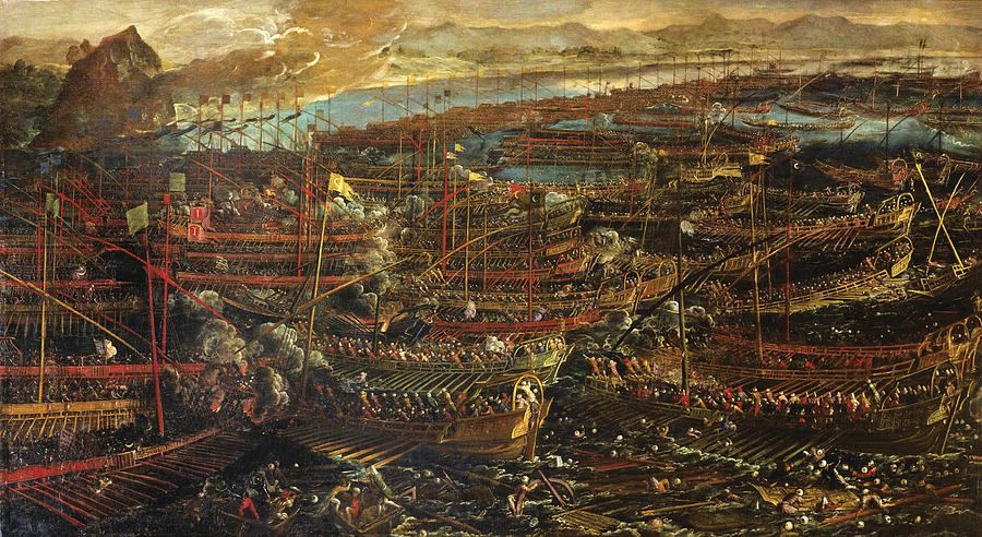 Beautiful Painting - The Battle of Lepanto by Attributed to Tintoretto