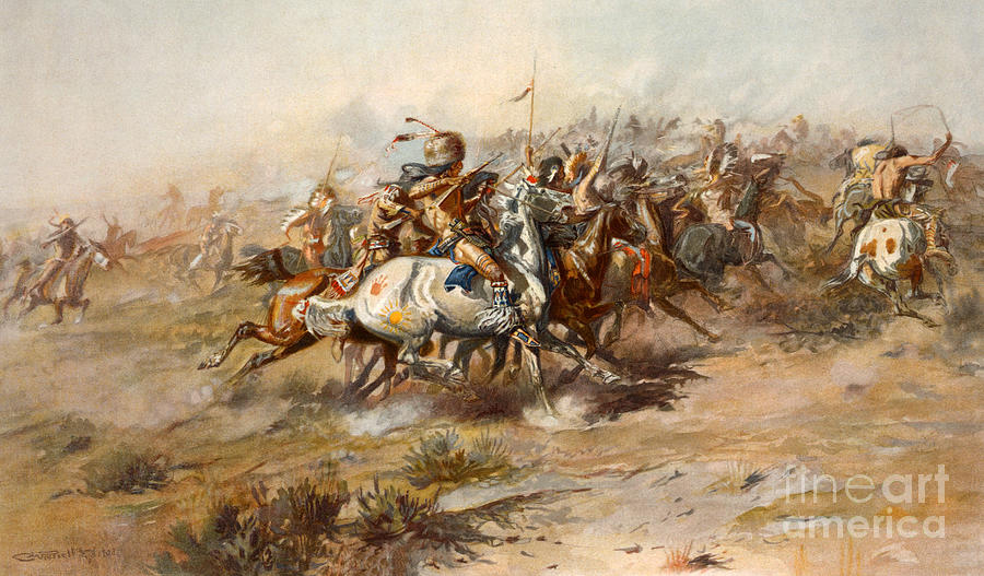 Charles Marion Russell Painting - The Battle of Little Bighorn by Charles Marion Russell