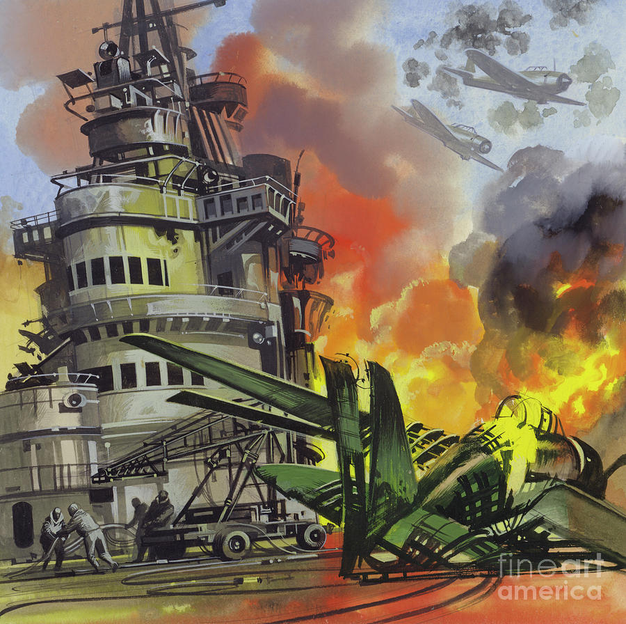  The Battle Of Midway Painting by Ron Embleton