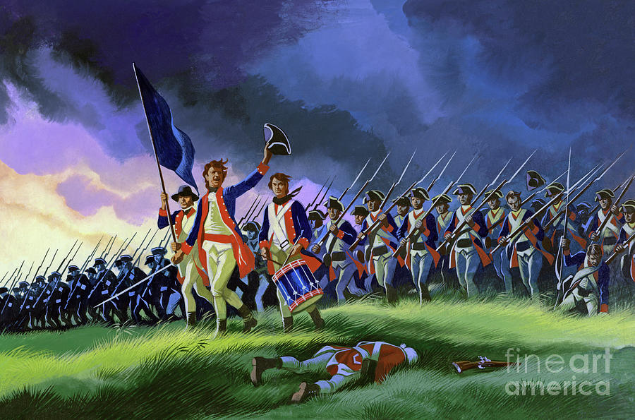 The Battle Of Saratoga, showing a general attack led by Brigadier Arnold Painting by Ron Embleton