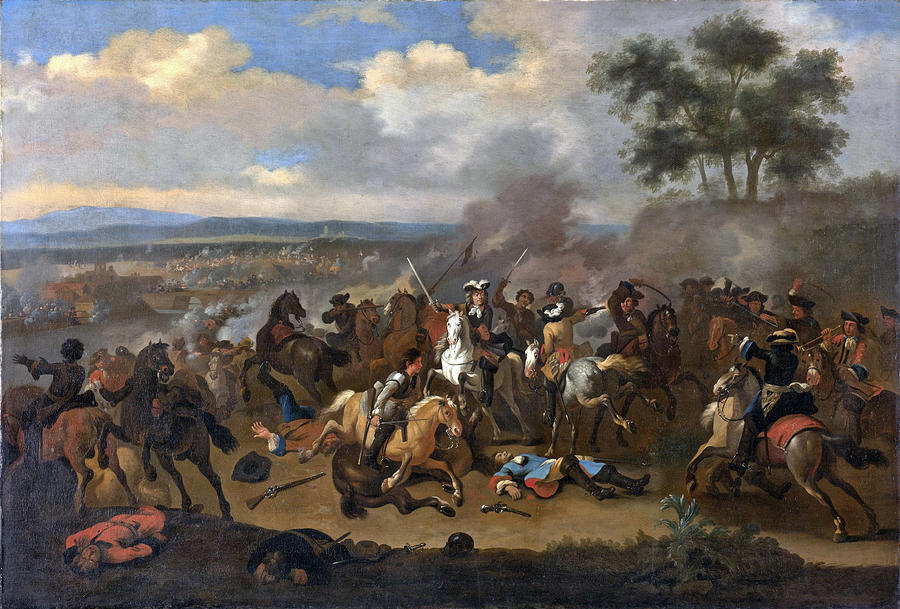 Horse Painting - The Battle of the Boyne Ireland between Kings James II and William III  12 July 1690 by Jan van Huchtenburg