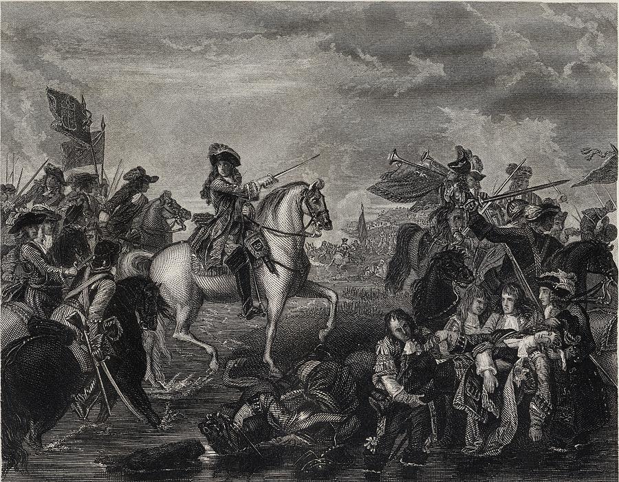 Black And White Drawing - The Battle Of The Boyne, James II by Vintage Design Pics
