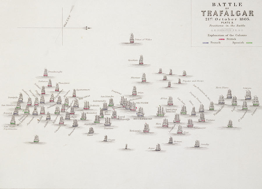 The Battle of Trafalgar Drawing by Alexander Keith Johnston