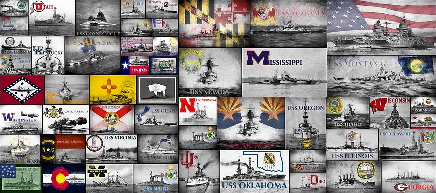 Uss Photograph - The Battleships of All 50 States by JC Findley