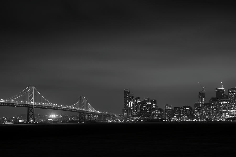 The Bay Bridge San Francisco CA Black and White Photograph by Toby McGuire