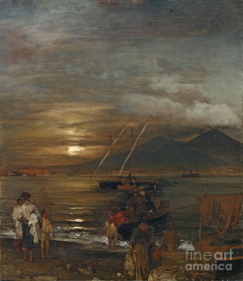 The Bay Of Naples In The Moonlight Painting by MotionAge Designs