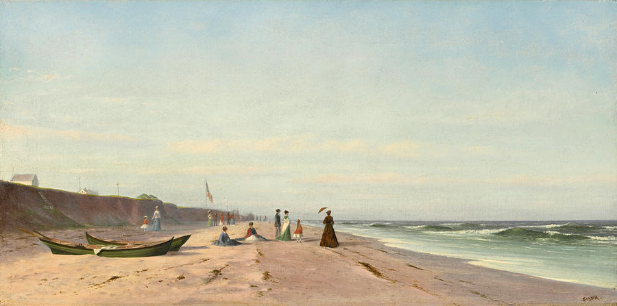The Beach at Long Branch New Jersey Painting by Francis Augustus Silva