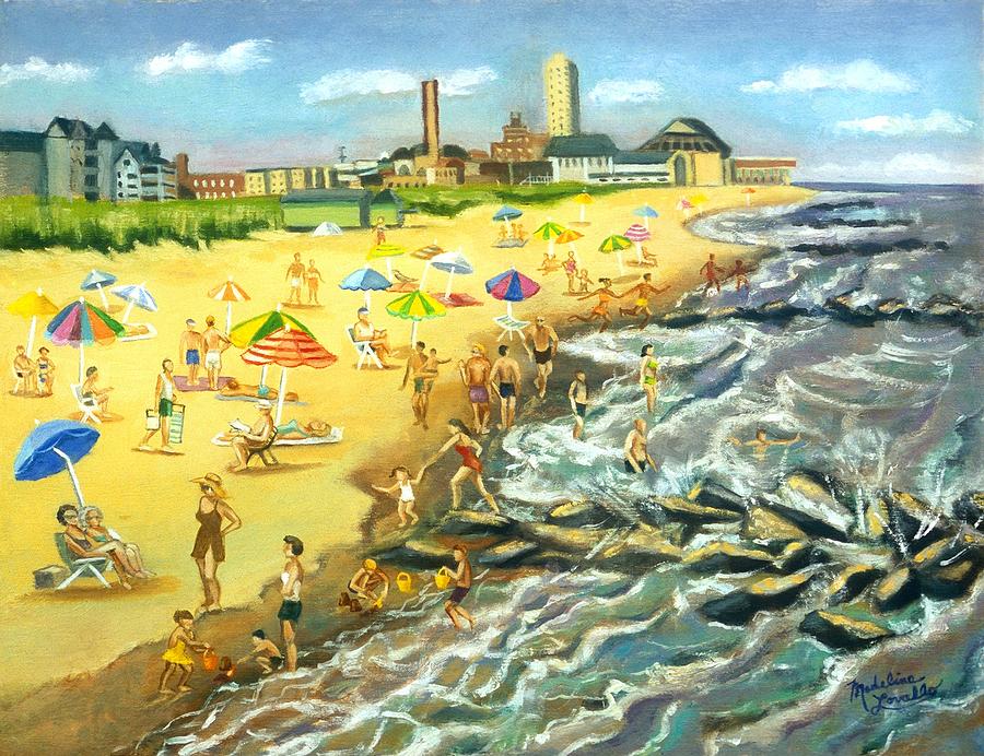 Beach Painting - The Beach At Ocean Grove by Madeline  Lovallo