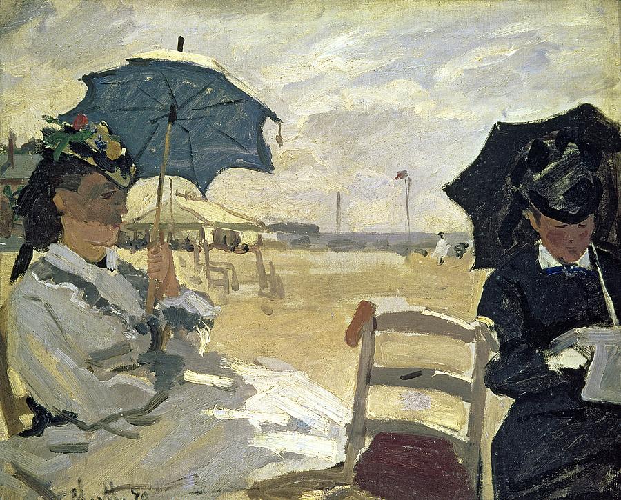 Claude Monet Painting - The Beach at Trouville by Claude Monet