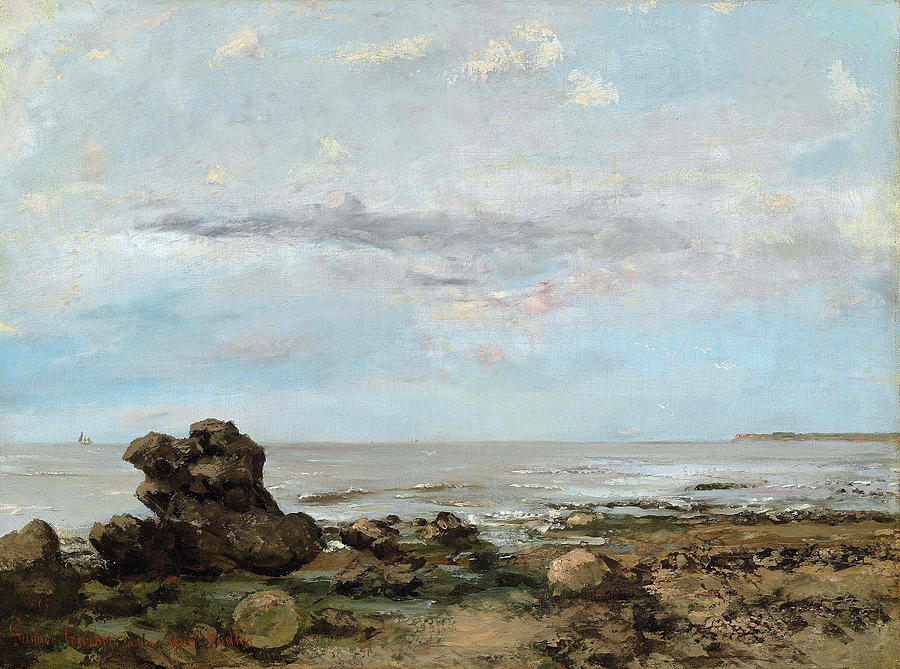 The Beach at Trouville Painting by Gustave Courbet