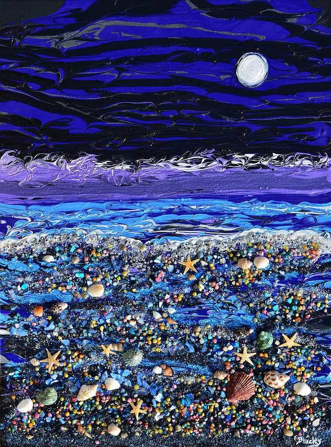 The Beach By Moonlight Painting by Donna Blackhall