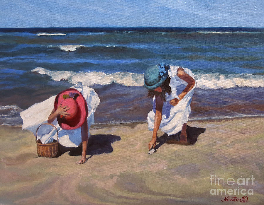 Shoreline Painting - The Beach Combers by Jeanne Newton Schoborg