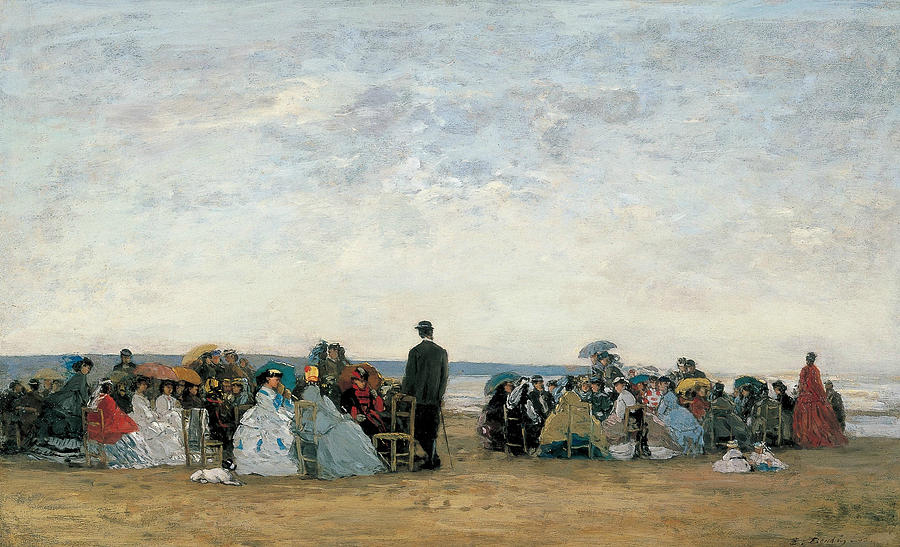 The Beach near Trouville Painting by Eugene Boudin