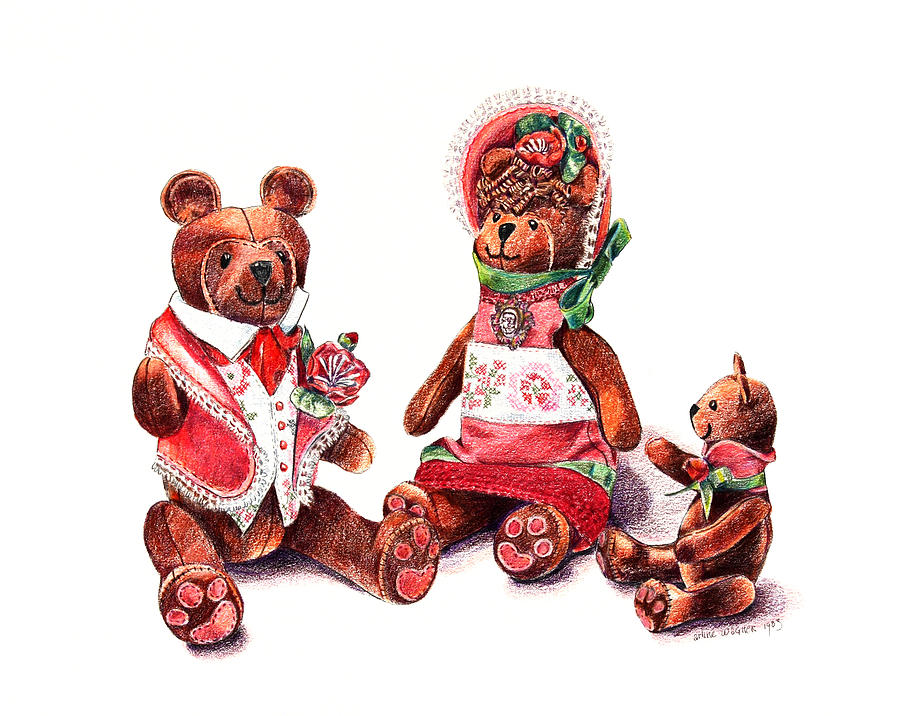 The Bear Family Drawing by Arline Wagner