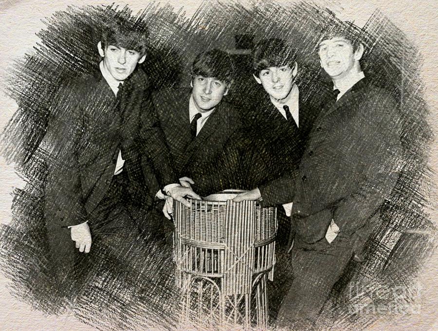 John Lennon Painting - The Beatles Drawing by John Malone