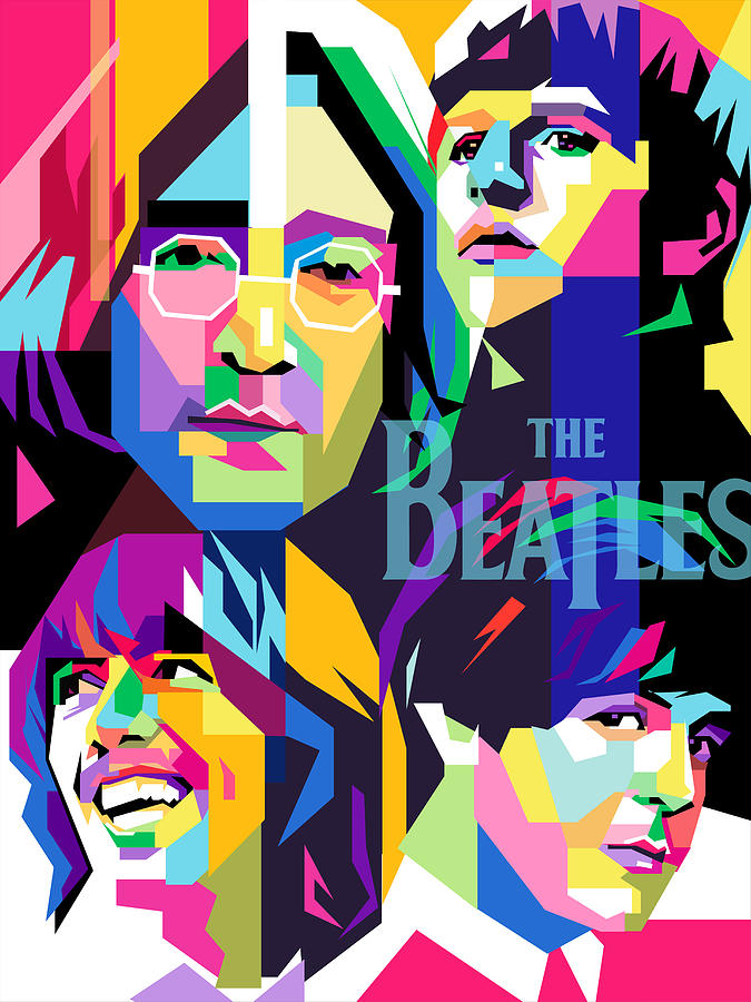 John Lennon Digital Art - The Beatles on WPAP Pop Art by Ahmad Nusyirwan