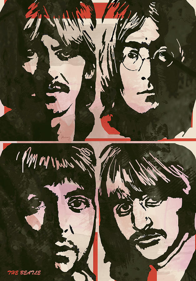 The Beatles Pop Art Black And White