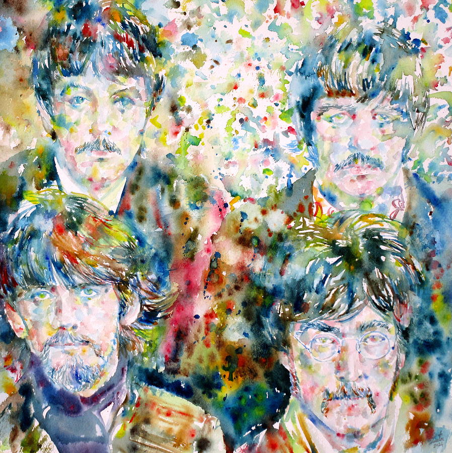 The Beatles Painting - THE BEATLES - watercolor portrait.5 by Fabrizio Cassetta
