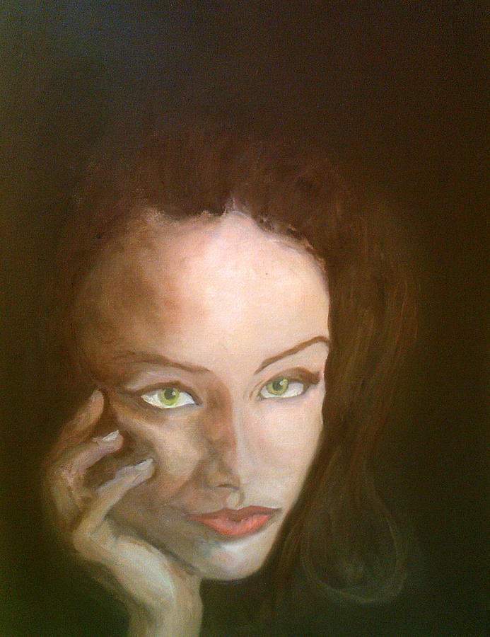 The Beautiful Brunette Stares Painting by Peter Gartner