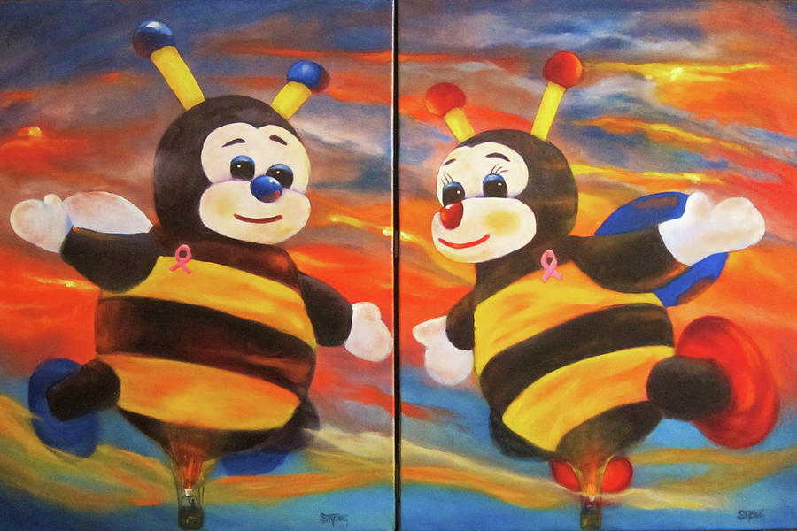 The Bees, Joey and Lilly Painting by Sherry Strong