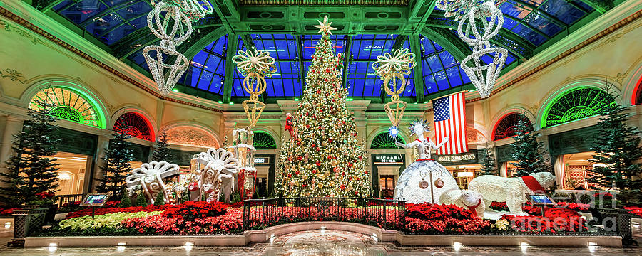 Las Vegas Photograph - The Bellagio Christmas Tree 2017 2.5 to 1 Ratio by Aloha Art