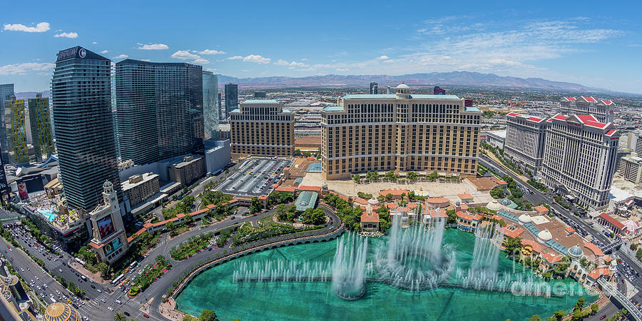 Las Vegas Photograph - The Bellagio Fountains From the Eiffel Tower at Noon 2 to 1 Ratio by Aloha Art