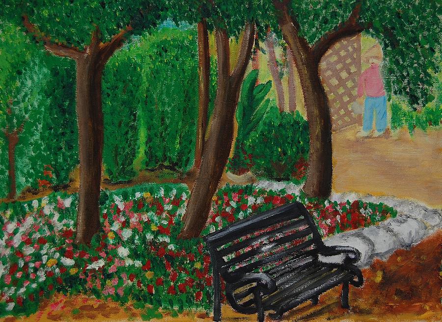 Garden Painting - The Bench by Charla Van Vlack