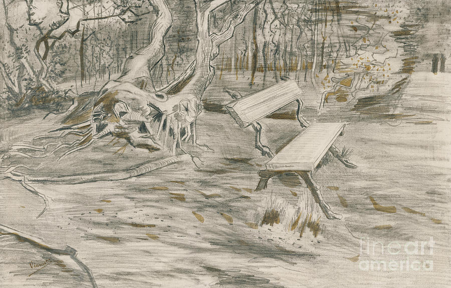 The Bench Drawing by Vincent Van Gogh
