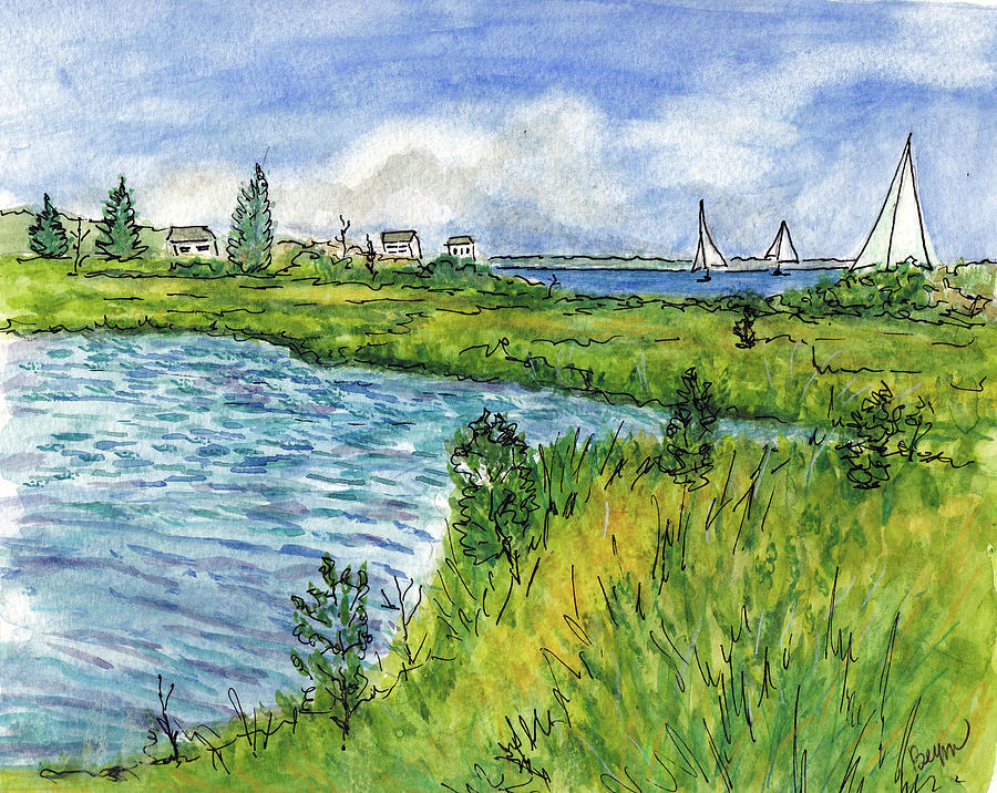 The Berkeley Island Pond Painting by Clara Sue Beym