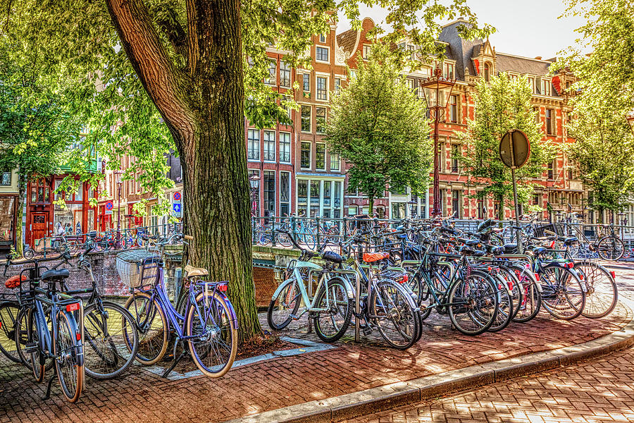 The Bicycles of Amsterdam in HDR Detail Photograph by Debra and Dave Vanderlaan