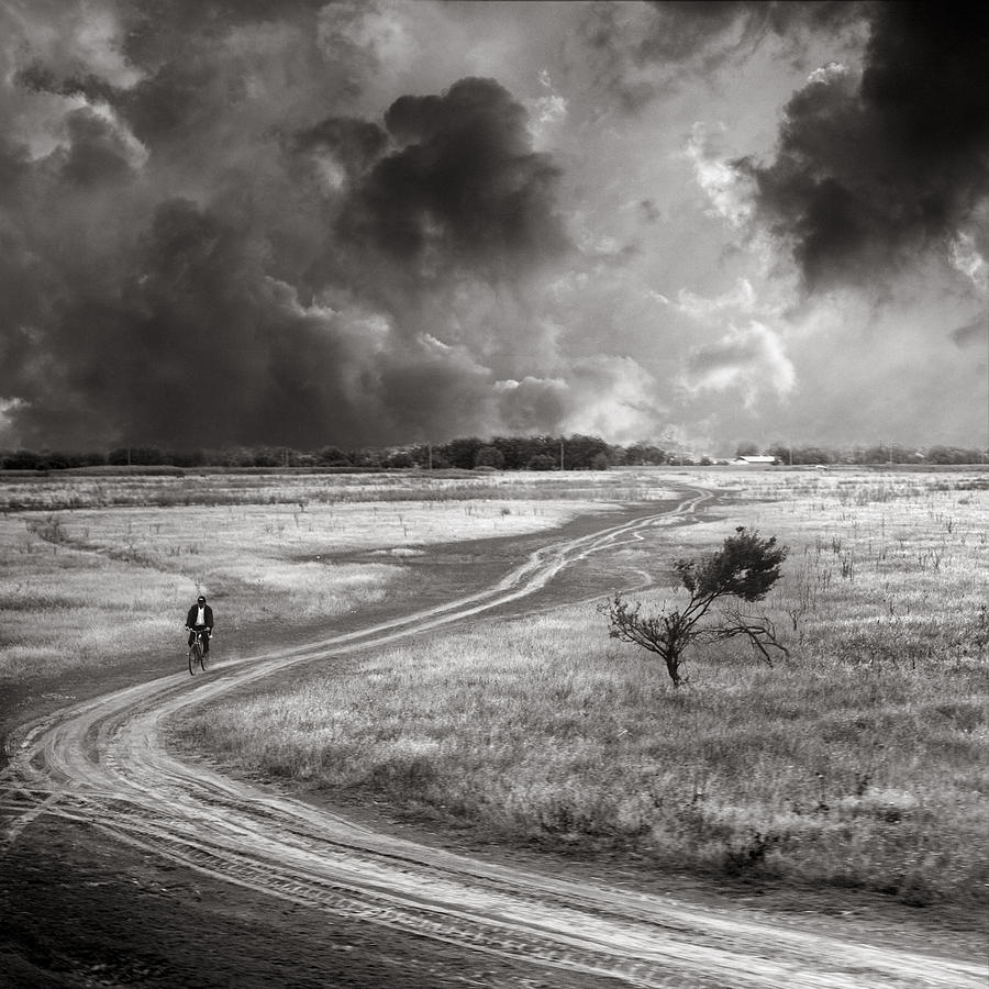 Black And White Photograph - The bicyclist by Floriana Barbu