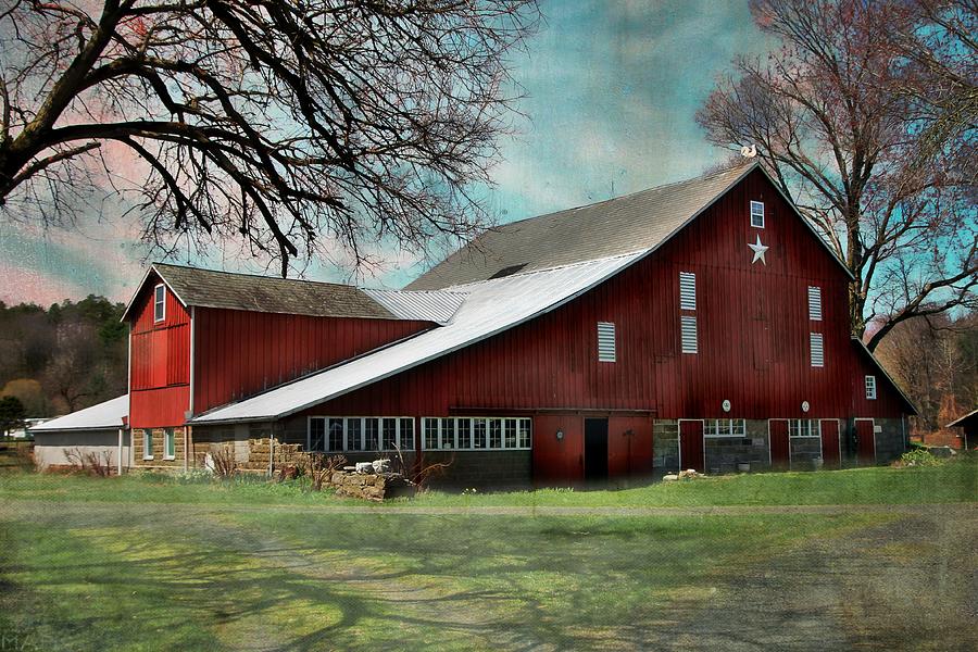 Spring Photograph - The Big Red Barn by Lisa Hurylovich