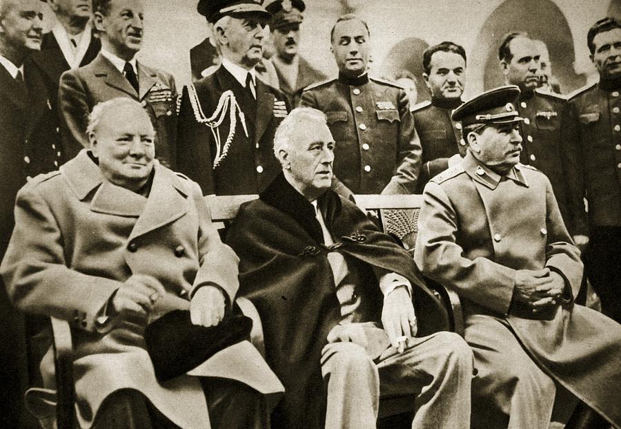 Black And White Photograph - The Big Three at Yalta by English School