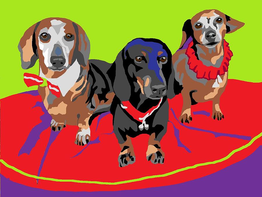 Dog Digital Art - The Big Three by Su Humphrey
