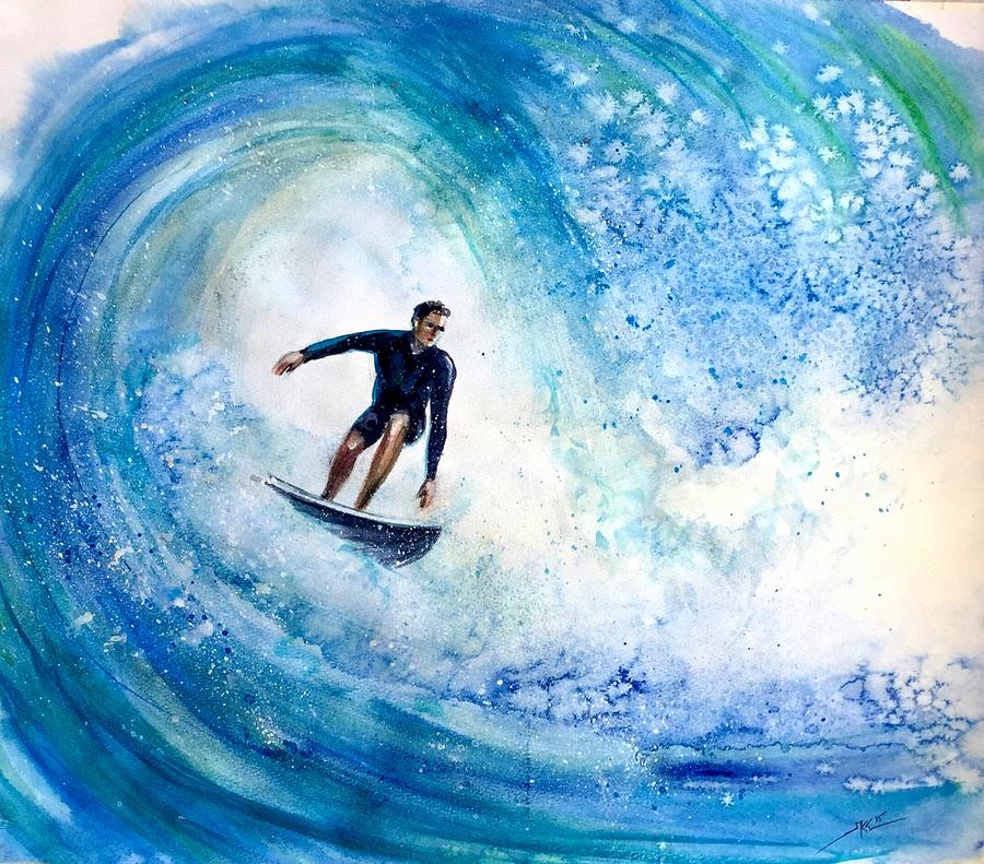 The big wave Painting by Katerina Kovatcheva