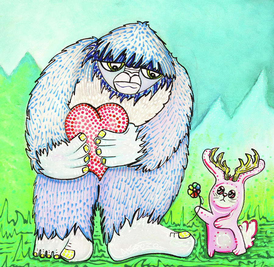 The Bigfoot and The Jackalope Painting by Laura Barbosa