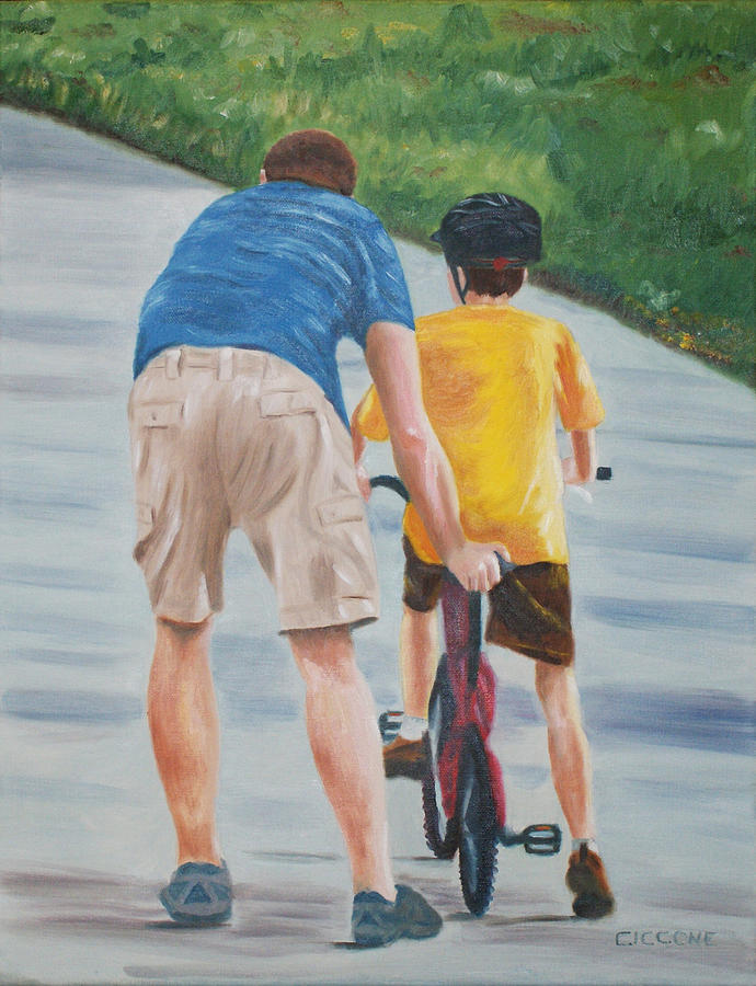 The Bike Lesson Painting by Jill Ciccone Pike