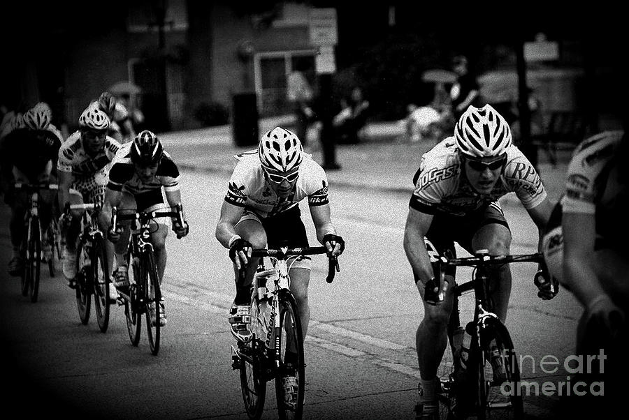 The Bike Race - Black and White Photograph by Frank J Casella