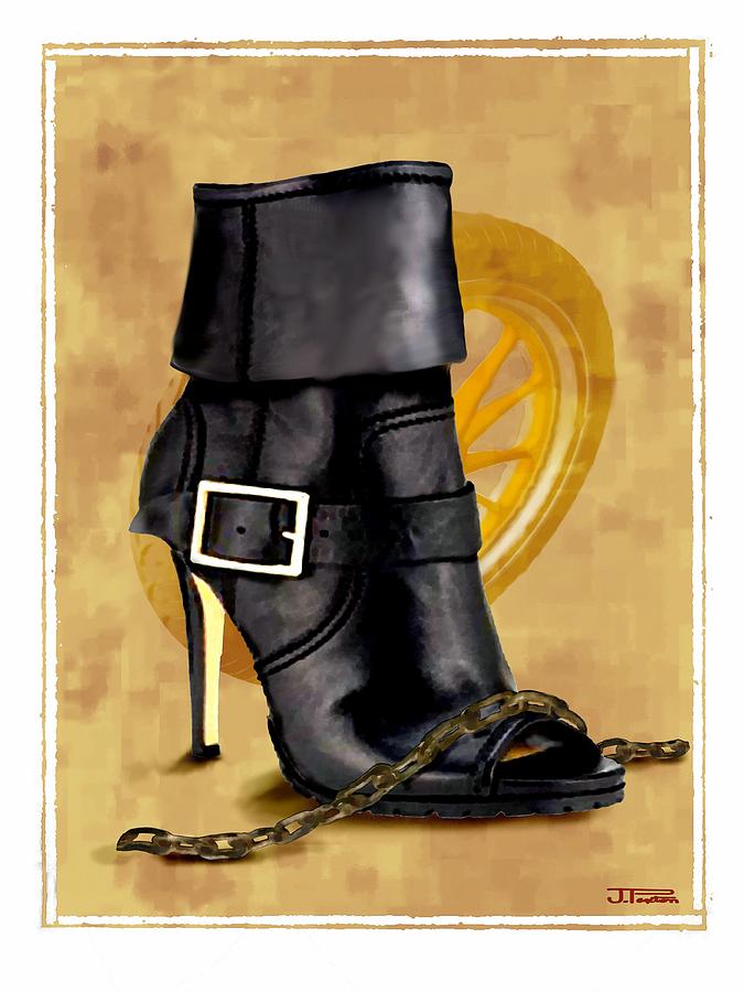 The Biker Boot Painting by Jann Paxton