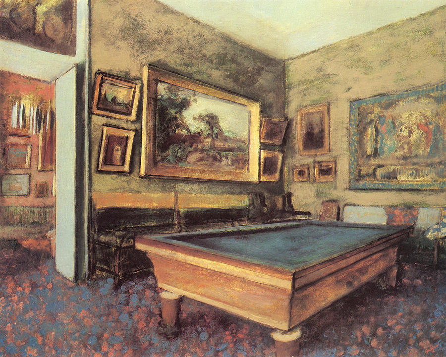 Edgar Degas Painting - The Billiard Room at Menil-Hubert by Edgar Degas