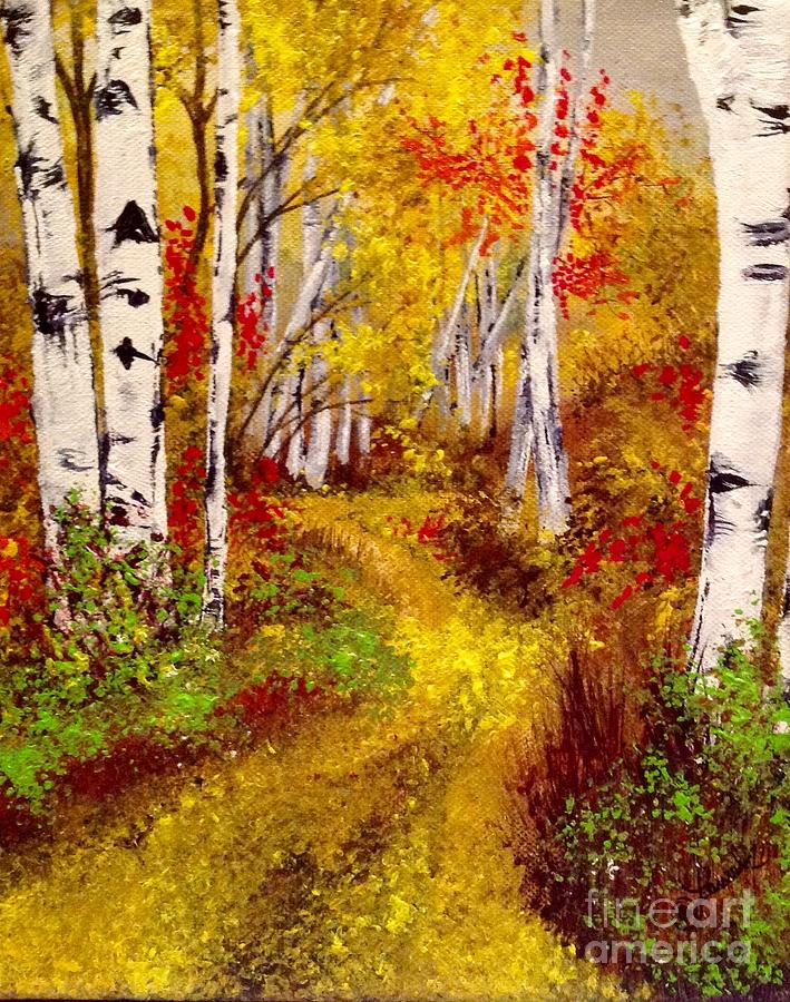 Landscape Painting - The Birch Bend by Laurel Adams
